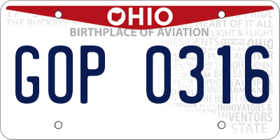 OH license plate GOP0316