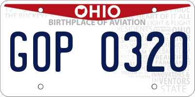 OH license plate GOP0320