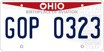OH license plate GOP0323