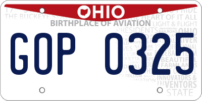 OH license plate GOP0325