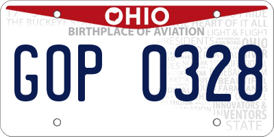 OH license plate GOP0328