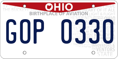 OH license plate GOP0330