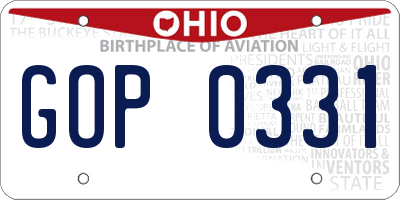 OH license plate GOP0331