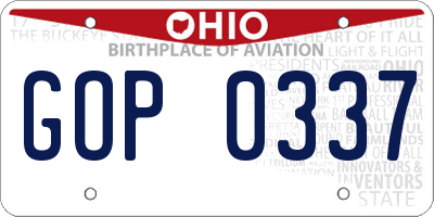 OH license plate GOP0337