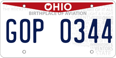 OH license plate GOP0344