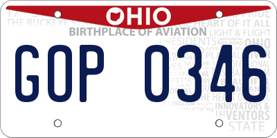 OH license plate GOP0346