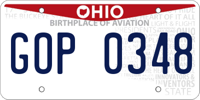 OH license plate GOP0348