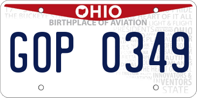 OH license plate GOP0349