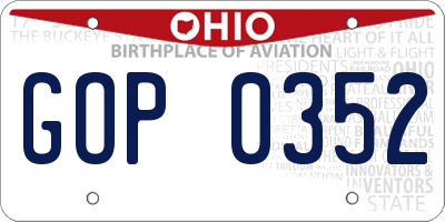 OH license plate GOP0352