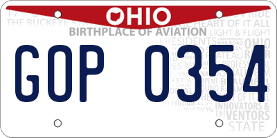 OH license plate GOP0354