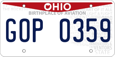 OH license plate GOP0359