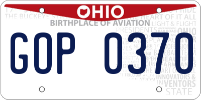 OH license plate GOP0370