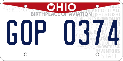 OH license plate GOP0374