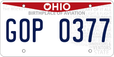 OH license plate GOP0377