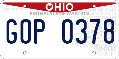 OH license plate GOP0378