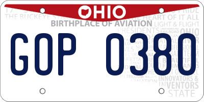 OH license plate GOP0380