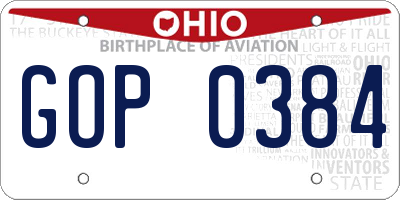 OH license plate GOP0384