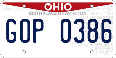 OH license plate GOP0386
