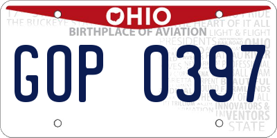 OH license plate GOP0397