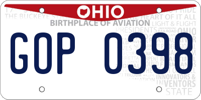 OH license plate GOP0398