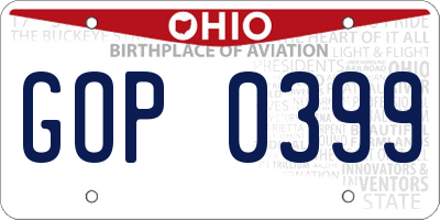 OH license plate GOP0399