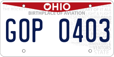 OH license plate GOP0403