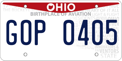 OH license plate GOP0405