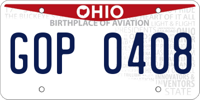 OH license plate GOP0408