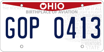 OH license plate GOP0413