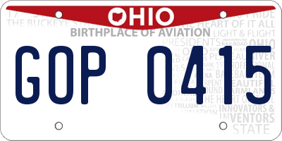 OH license plate GOP0415