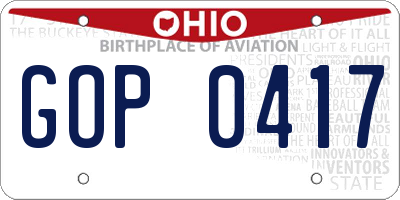 OH license plate GOP0417