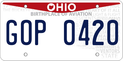 OH license plate GOP0420