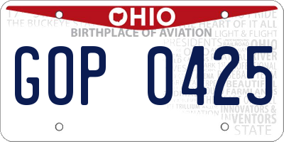 OH license plate GOP0425