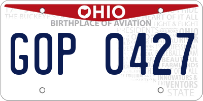 OH license plate GOP0427