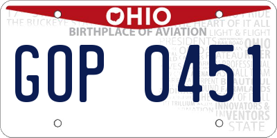 OH license plate GOP0451