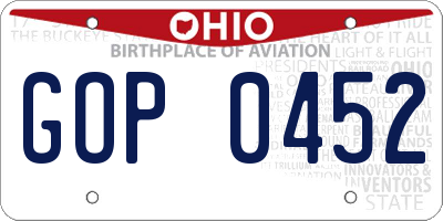 OH license plate GOP0452