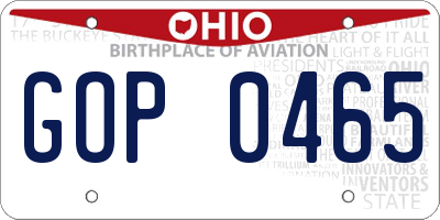 OH license plate GOP0465