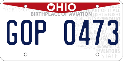 OH license plate GOP0473