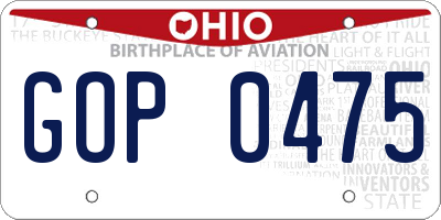 OH license plate GOP0475