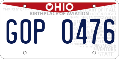 OH license plate GOP0476