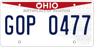 OH license plate GOP0477