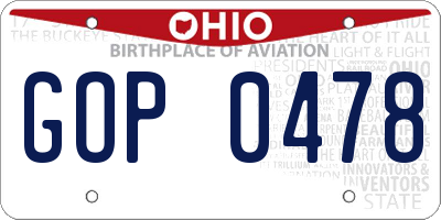 OH license plate GOP0478