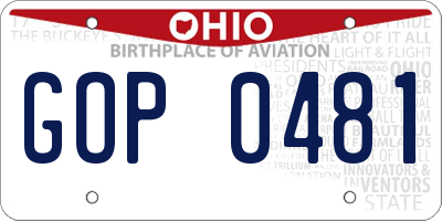 OH license plate GOP0481