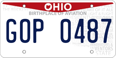 OH license plate GOP0487