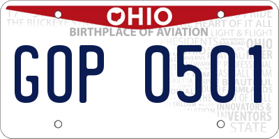 OH license plate GOP0501