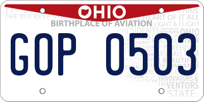OH license plate GOP0503