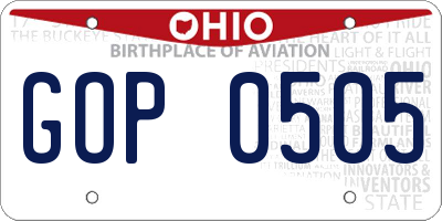 OH license plate GOP0505