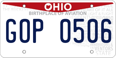 OH license plate GOP0506