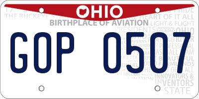 OH license plate GOP0507
