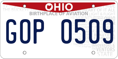OH license plate GOP0509